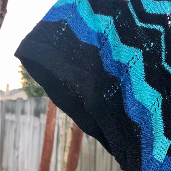 Rampage SweaterTurtleneck Short Sleeve Chevron Print - Picture 5 of 6